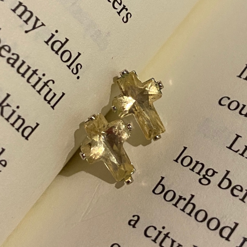 Crystal Cross Earrings